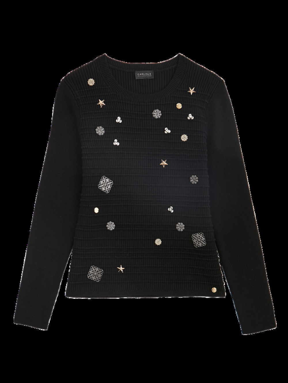 CARLISEL Collection Embellished Pullover TOWER Black Sweater Size X-small NEW!!!